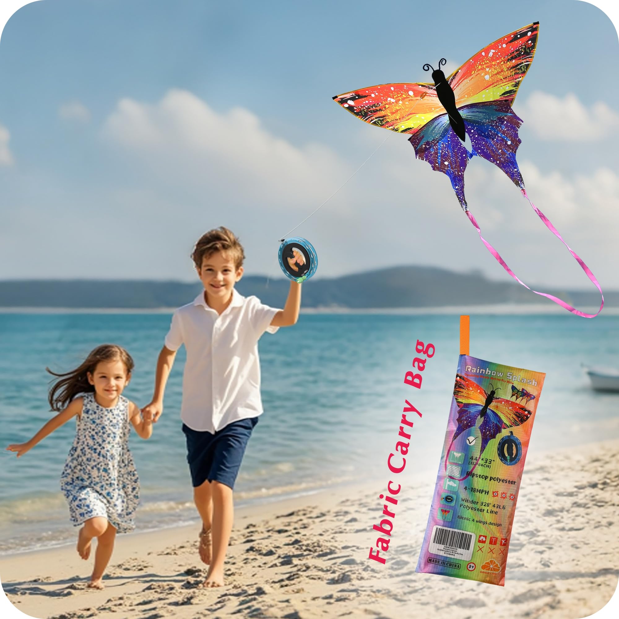 Bionic Flying Insect Kite – 4-Wing Butterfly & Dragonfly Kite with Rotating Reel, Easy to Fly for Kids and Adults