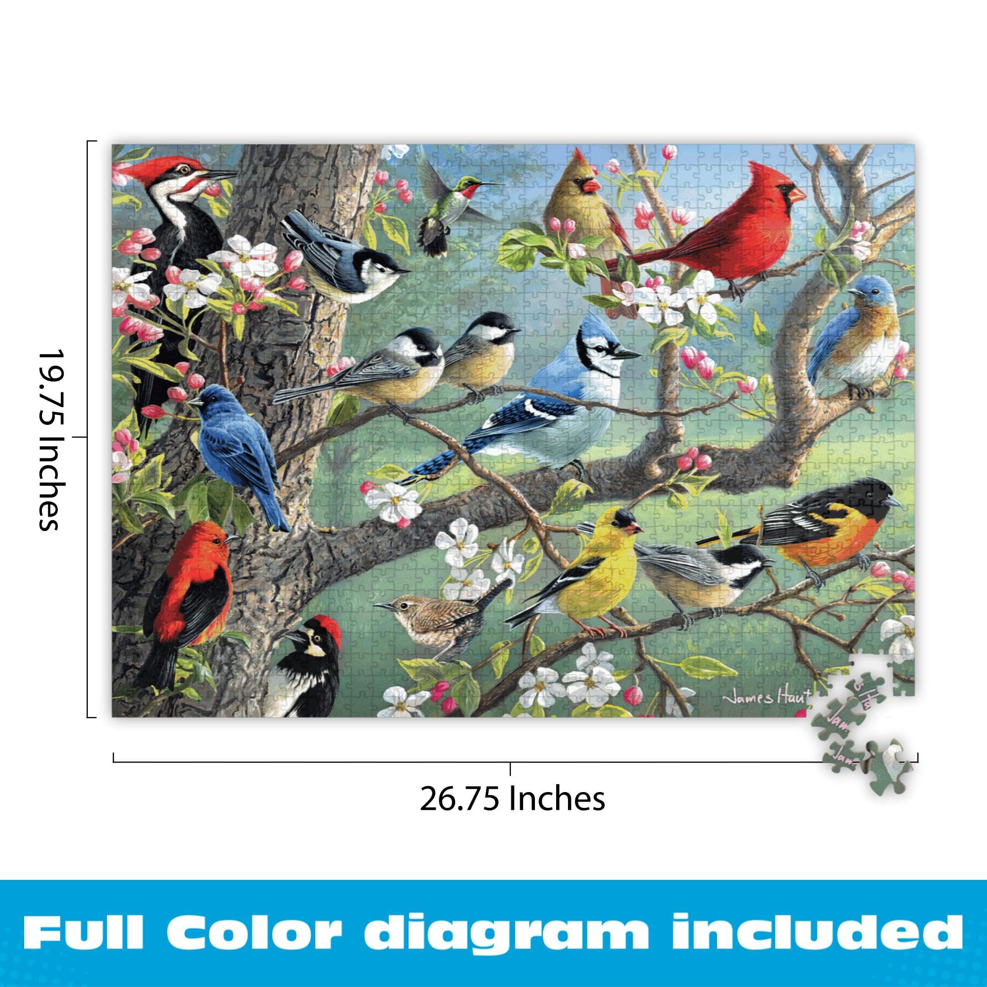 Birds in an Orchard 1000-Piece Jigsaw Puzzle by Buffalo Games | Hautman Brothers Art, Includes Poster, 26.75 x 19.75 in