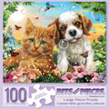 Bits and Pieces 100-Piece Jigsaw Puzzle: Kitten & Puppy by Adrian Chesterman – 15" x 19"