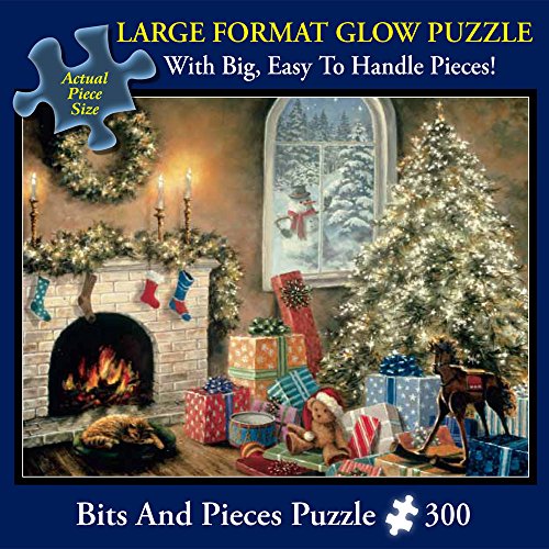 Bits and Pieces 300-Piece Glow in the Dark Jigsaw Puzzle – Not a Creature was Stiring, Christmas Eve Scene by Nicky Boehme (18" x 24")