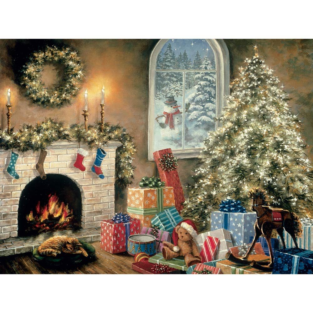 Bits and Pieces 300-Piece Glow in the Dark Jigsaw Puzzle – Not a Creature was Stiring, Christmas Eve Scene by Nicky Boehme (18" x 24")