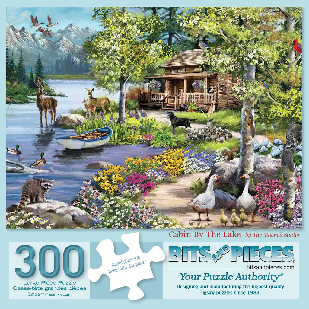 Bits and Pieces 300-Piece Jigsaw Puzzle: Cabin by The Lake by The Macneil Studio, 18x24 Inches
