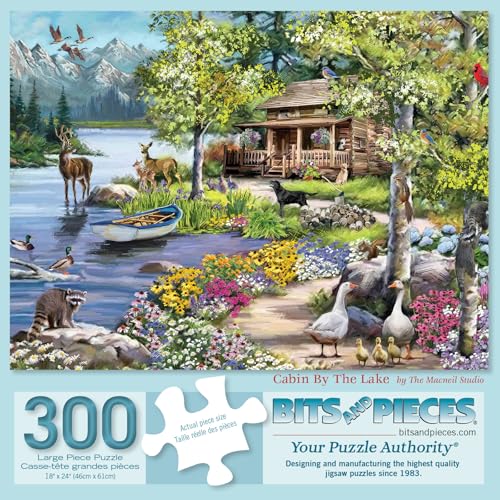 Bits and Pieces 300-Piece Jigsaw Puzzle: Cabin by The Lake by The Macneil Studio, 18x24 Inches