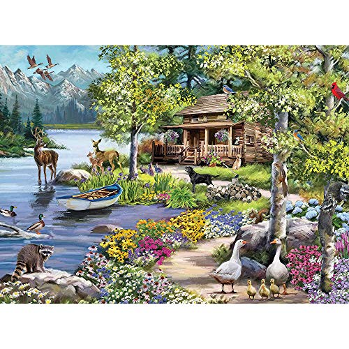Bits and Pieces 300-Piece Jigsaw Puzzle: Cabin by The Lake by The Macneil Studio, 18x24 Inches