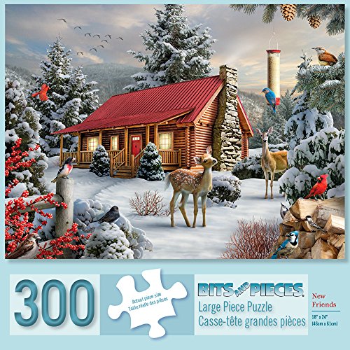 Bits and Pieces 300 Piece Jigsaw Puzzle for Adults – New Friends Snowy Winter Scene by Alan Giana, 18" x 24"