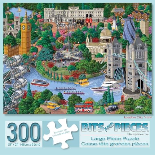 Bits and Pieces 300-Piece London City View Jigsaw Puzzle – 18x24 Inch Finished Size by Joseph Burgess