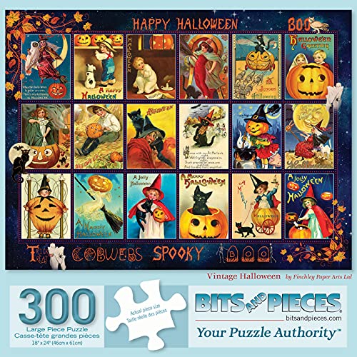 Bits and Pieces 300-Piece Vintage Halloween Jigsaw Puzzle – Pumpkin Collage by Finchley Paper Arts Ltd, 18" x 24"