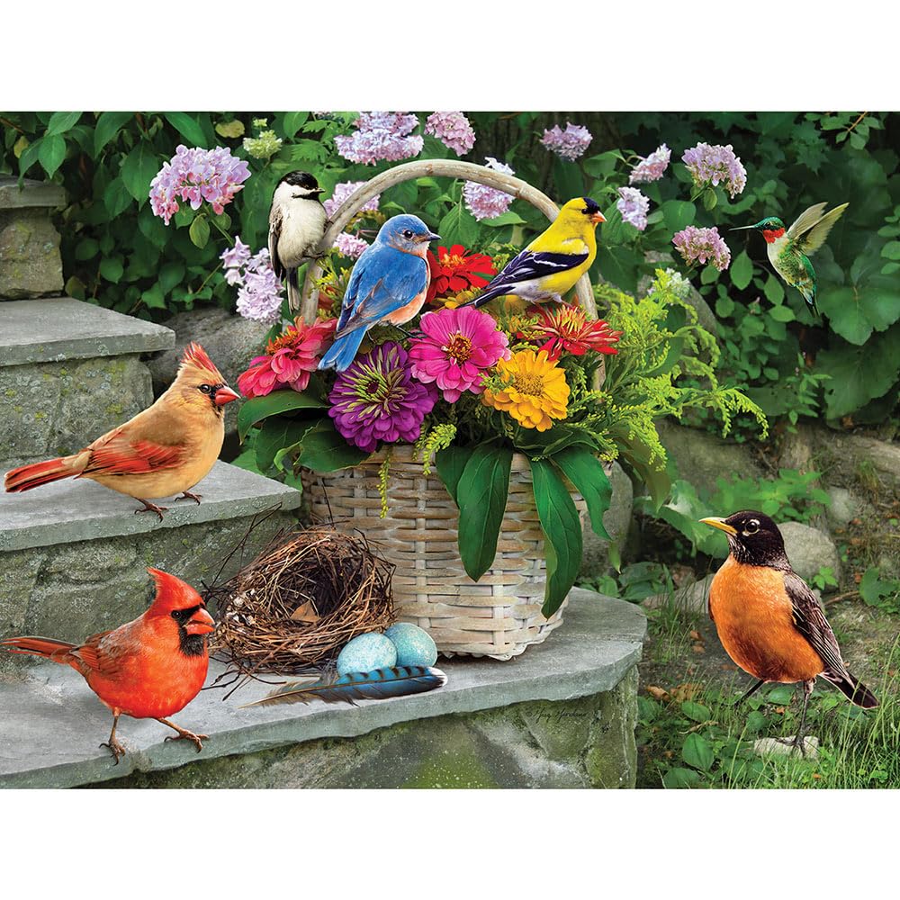Bits and Pieces 500-Piece Jigsaw Puzzle: Birds On The Porch Steps by Greg Giordano – 18" x 24"