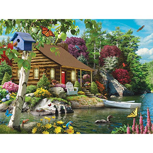 Bits and Pieces 500-Piece Jigsaw Puzzle: 'Cabin on The Lake' by Alan Giana – 18x24 Inch Completed Size