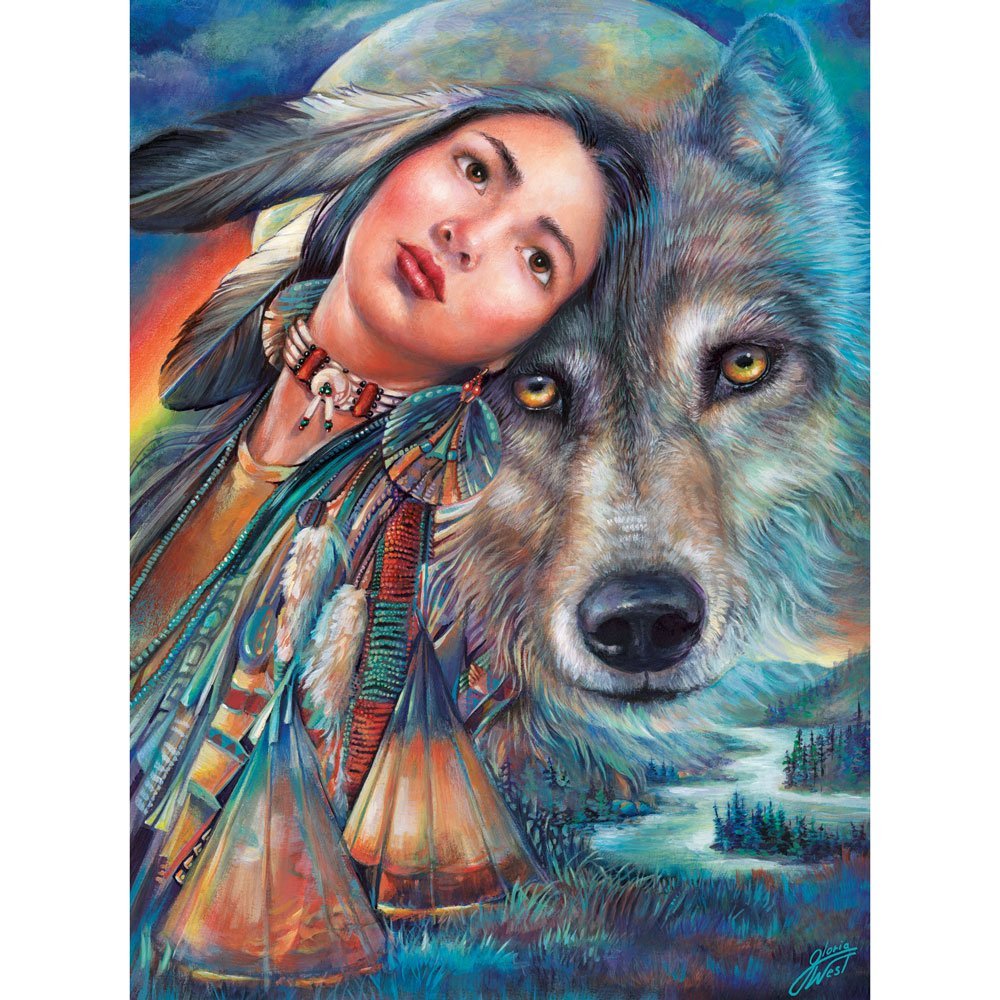 Bits and Pieces 500-Piece Jigsaw Puzzle: Dream of the Wolf Maiden by Gloria West, 18x24 Inches