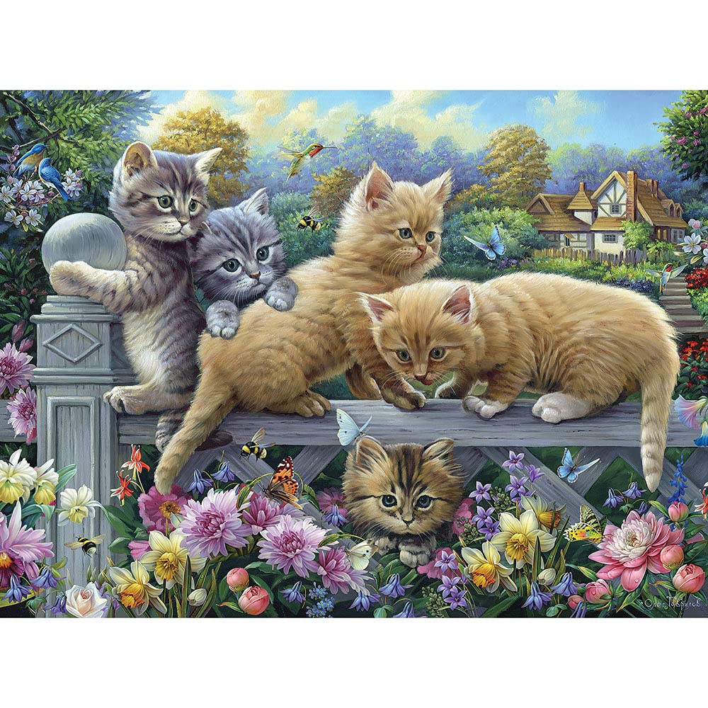 Bits and Pieces 500 Piece Jigsaw Puzzle – Kittens on a Fence by Oleg Gavrilov (18" x 24")