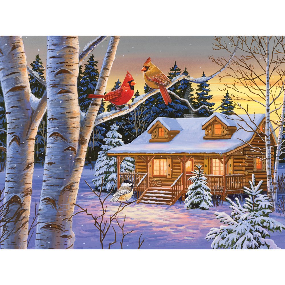 Bits and Pieces 500 Piece Jigsaw Puzzle – Rustic Retreat Snowy Winter Scene
