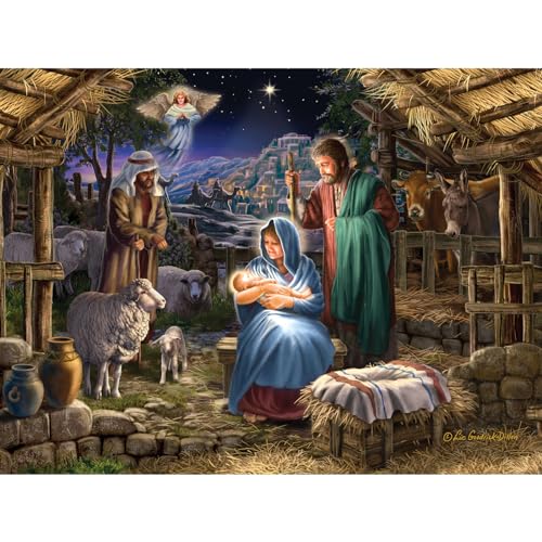 Bits and Pieces 500-Piece Nativity Jigsaw Puzzle – Christian Christmas Scene by Liz Goodrick-Dillon, 18x24 Inches