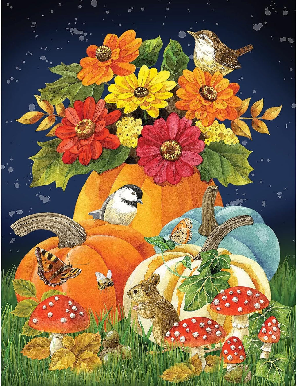 Bits and Pieces Autumn Charm 500-Piece Jigsaw Puzzle – Fall Pumpkins & Woodland Creatures by Jane Maday