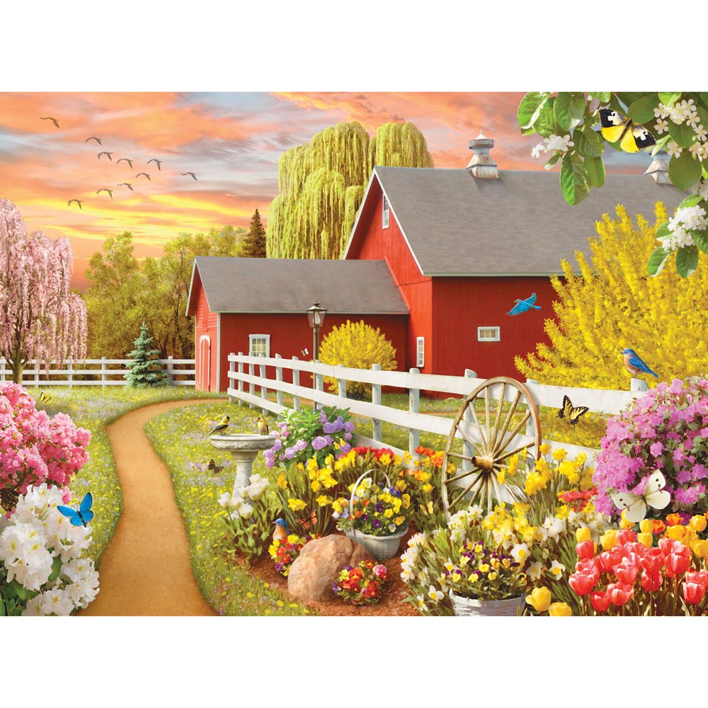 Bits and Pieces Awaken III 500 Piece Jigsaw Puzzle – Sun Rising Over Farm by Alan Giana