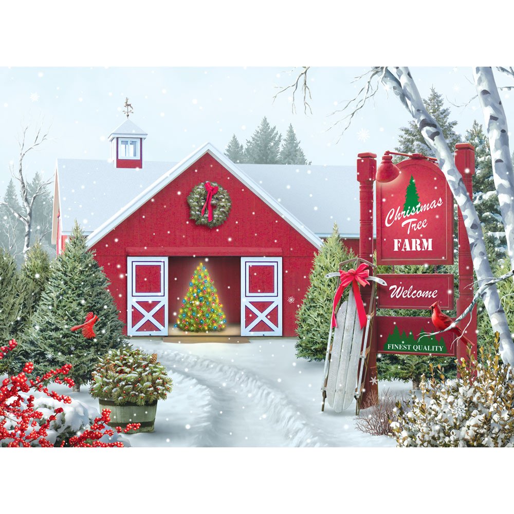 Bits and Pieces Christmas Tree Farm Jigsaw Puzzle by Alan Giana – 1000 Pieces, 20" x 27", Winter Snow Scene