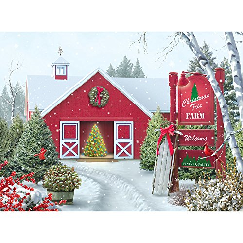 Bits and Pieces Christmas Tree Farm Jigsaw Puzzle by Alan Giana – 1000 Pieces, 20" x 27", Winter Snow Scene