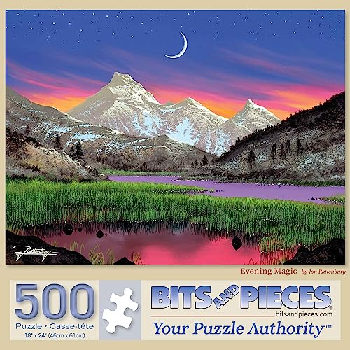 Bits and Pieces Evening Magic 500-Piece Jigsaw Puzzle – Nighttime Mountain Landscape by Jon Rattenbury