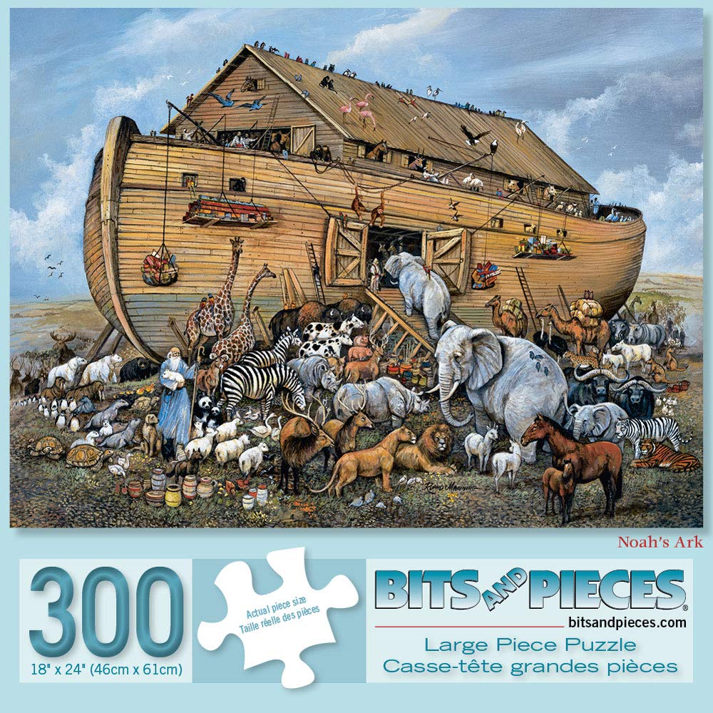 Bits and Pieces Noah's Ark 300 Piece Jigsaw Puzzle for Adults - Large 18x24 Inch Pieces, Random Die Cut, No Two Alike