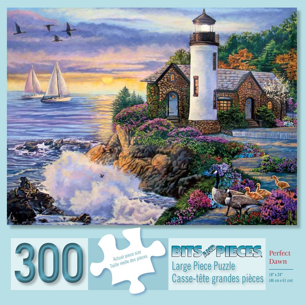 Bits and Pieces 'Perfect Dawn' 300-Piece Jigsaw Puzzle – Ocean Sunrise by Laura Glen Lawson, 18x24 Inches