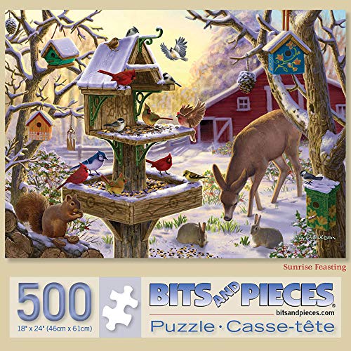 Bits and Pieces 'Sunrise Feasting' 500-Piece Jigsaw Puzzle – 18x24 Inch Finished Size, Eco-Friendly
