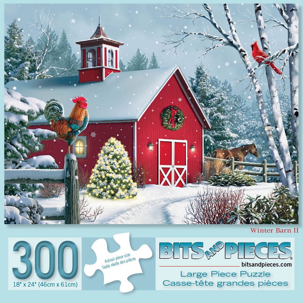 Bits and Pieces Winter Barn II 300-Piece Jigsaw Puzzle – 18"x24" | Alan Giana