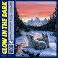 Bits and Pieces Winter's Dawn 1000 Piece Glow in the Dark Jigsaw Puzzle – Snowy Wolf Scene by Jeff Tift, 20" x 27"