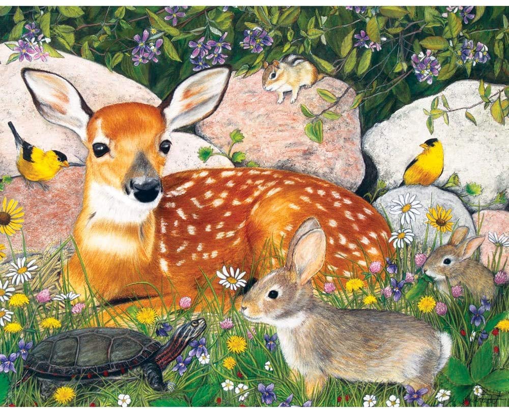 Bits and Pieces Woodland Friends 200-Piece Jigsaw Puzzle – Julie Bauknecht Art, 15x19 Inches