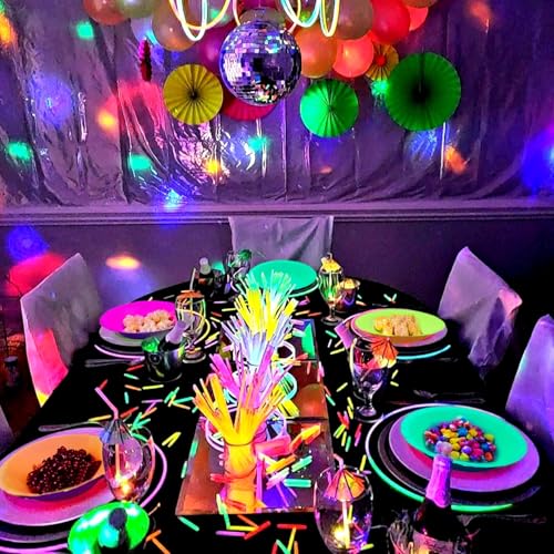 BKAILZYX 40-Pack Neon Paper Bowls - 7 Inch Fluorescent Bowls for Glow Parties, 4 Colors