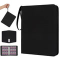 Black 9-Pocket Trading Card Binder - Holds 900 Cards, Zippered PU Leather Album for Pokemon, Sports & TCG
