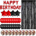 Black and Red Birthday Decorations Kit - 50-Piece Party Supplies with Banner, Fringe Curtain, and Balloons for 18th 30th 40th 50th 60th Birthday