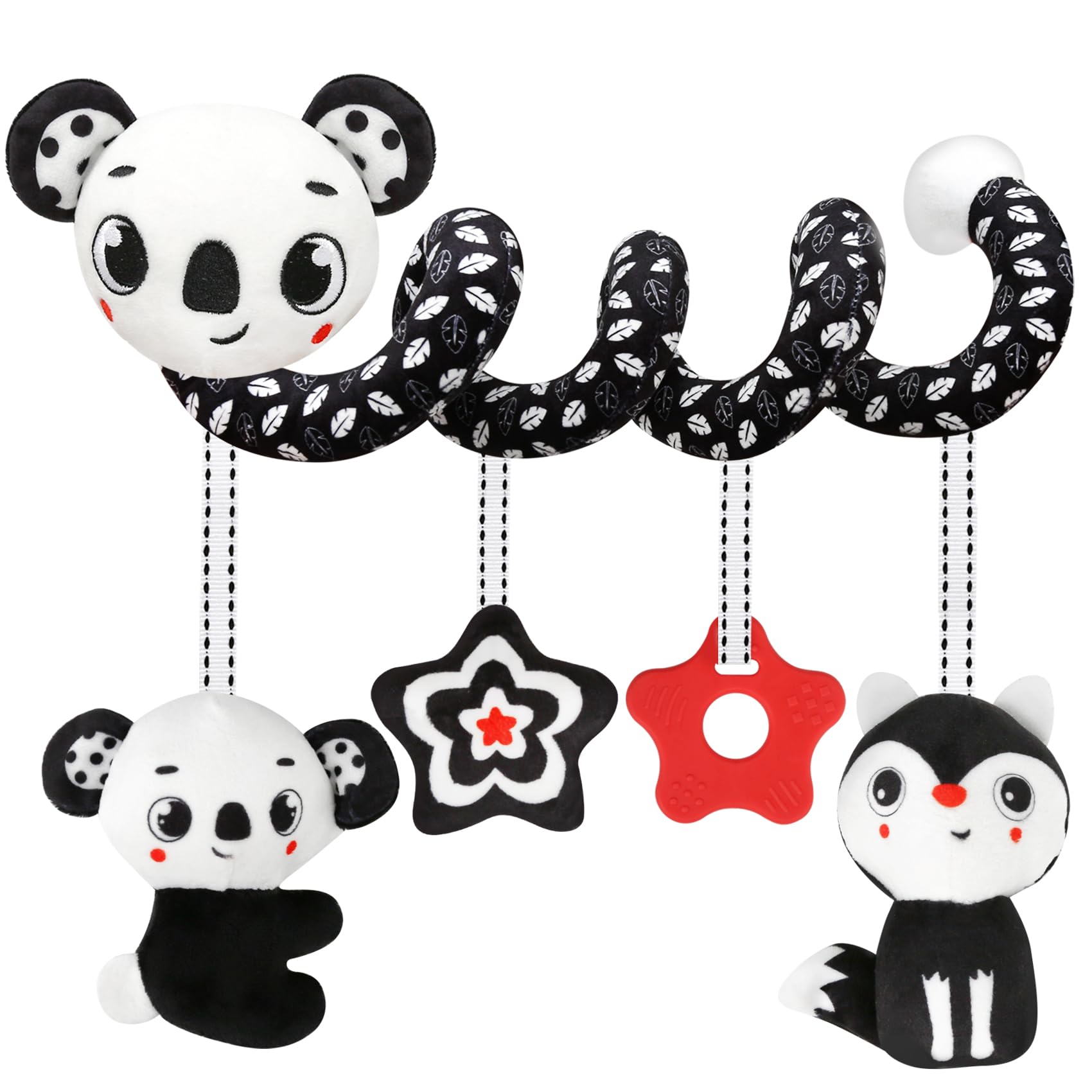 Black and White High Contrast Baby Toy Set for Car Seat, Stroller & Crib – Visual Stimulation and Sorting Play for Newborns up to 12 Months