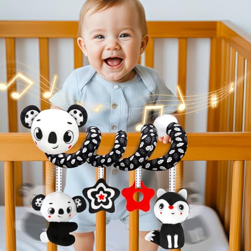 Black and White High Contrast Baby Toy Set for Car Seat, Stroller & Crib – Visual Stimulation and Sorting Play for Newborns up to 12 Months