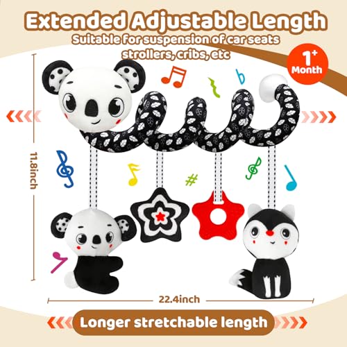 Black and White High Contrast Baby Toy Set for Car Seat, Stroller & Crib – Visual Stimulation and Sorting Play for Newborns up to 12 Months