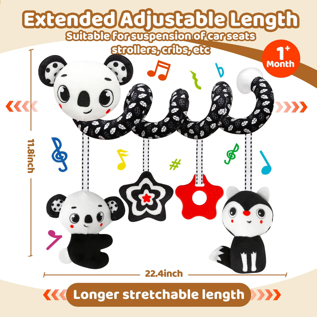 Black and White High Contrast Baby Toy Set for Car Seat, Stroller & Crib – Visual Stimulation and Sorting Play for Newborns up to 12 Months