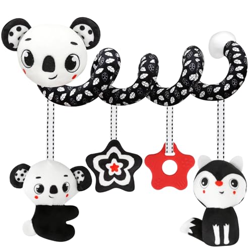 Black and White High Contrast Baby Toy Set for Car Seat, Stroller & Crib – Visual Stimulation and Sorting Play for Newborns up to 12 Months