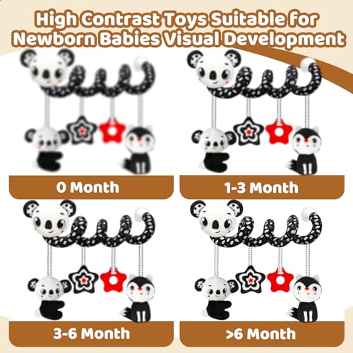 Black and White High Contrast Baby Toy Set for Car Seat, Stroller & Crib – Visual Stimulation and Sorting Play for Newborns up to 12 Months