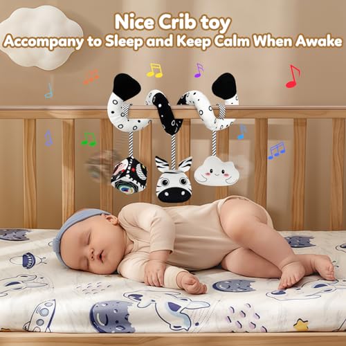 Black and White High Contrast Zebra Spiral Stroller Toy for Newborns - GKDOMS