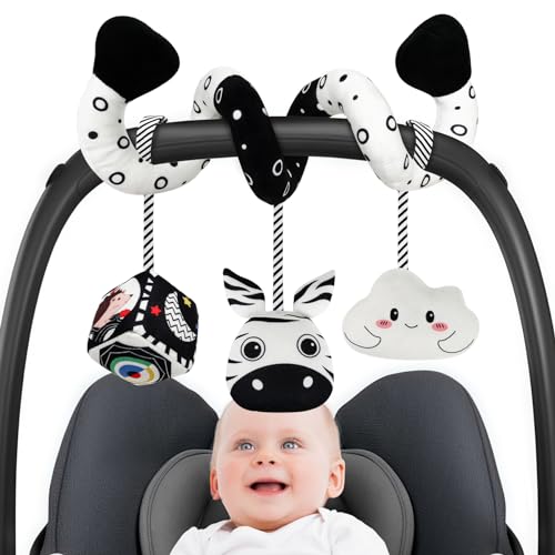 Black and White High Contrast Zebra Spiral Stroller Toy for Newborns - GKDOMS