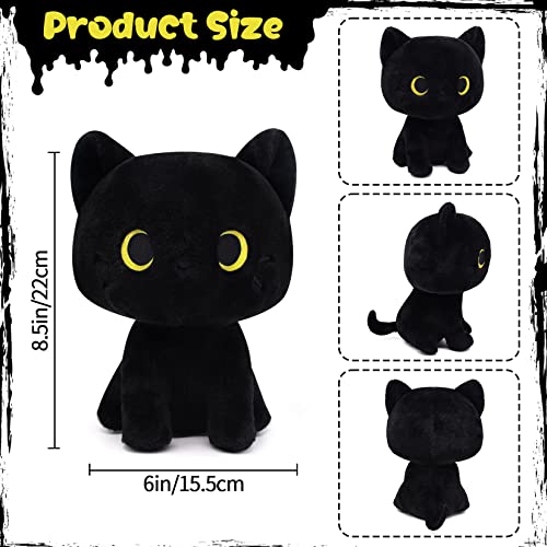 Black Cat Plush 8 Inch Kawaii Stuffed Animal – Soft Cuddle Pillow for Kids and Cat Lovers