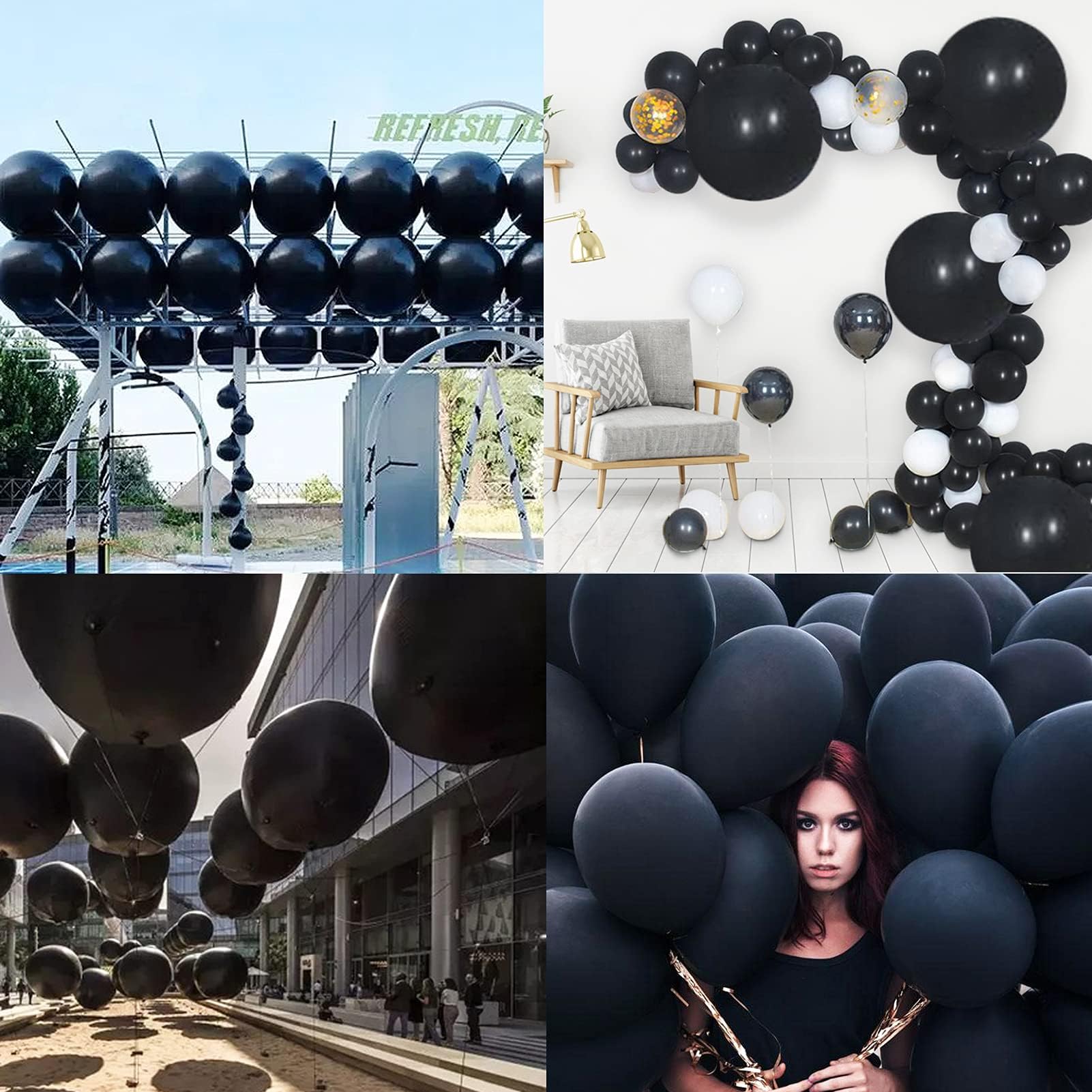 Black Latex Balloons 24 Inch - 15 Pack Jumbo Party Balloons by kockuu