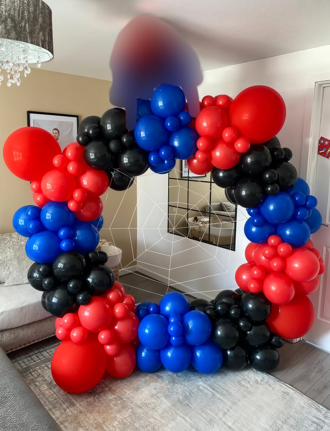 Black Red Blue Spider Theme Balloon Arch Kit – 106 Pieces with Starburst Foil Balloons for Hero-Themed Parties