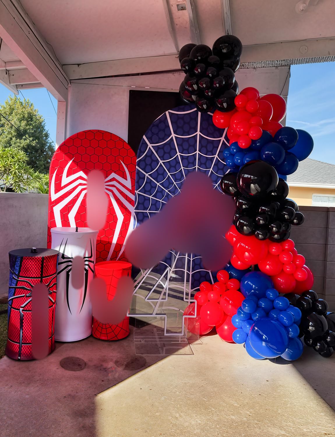 Black Red Blue Spider Theme Balloon Arch Kit – 106 Pieces with Starburst Foil Balloons for Hero-Themed Parties