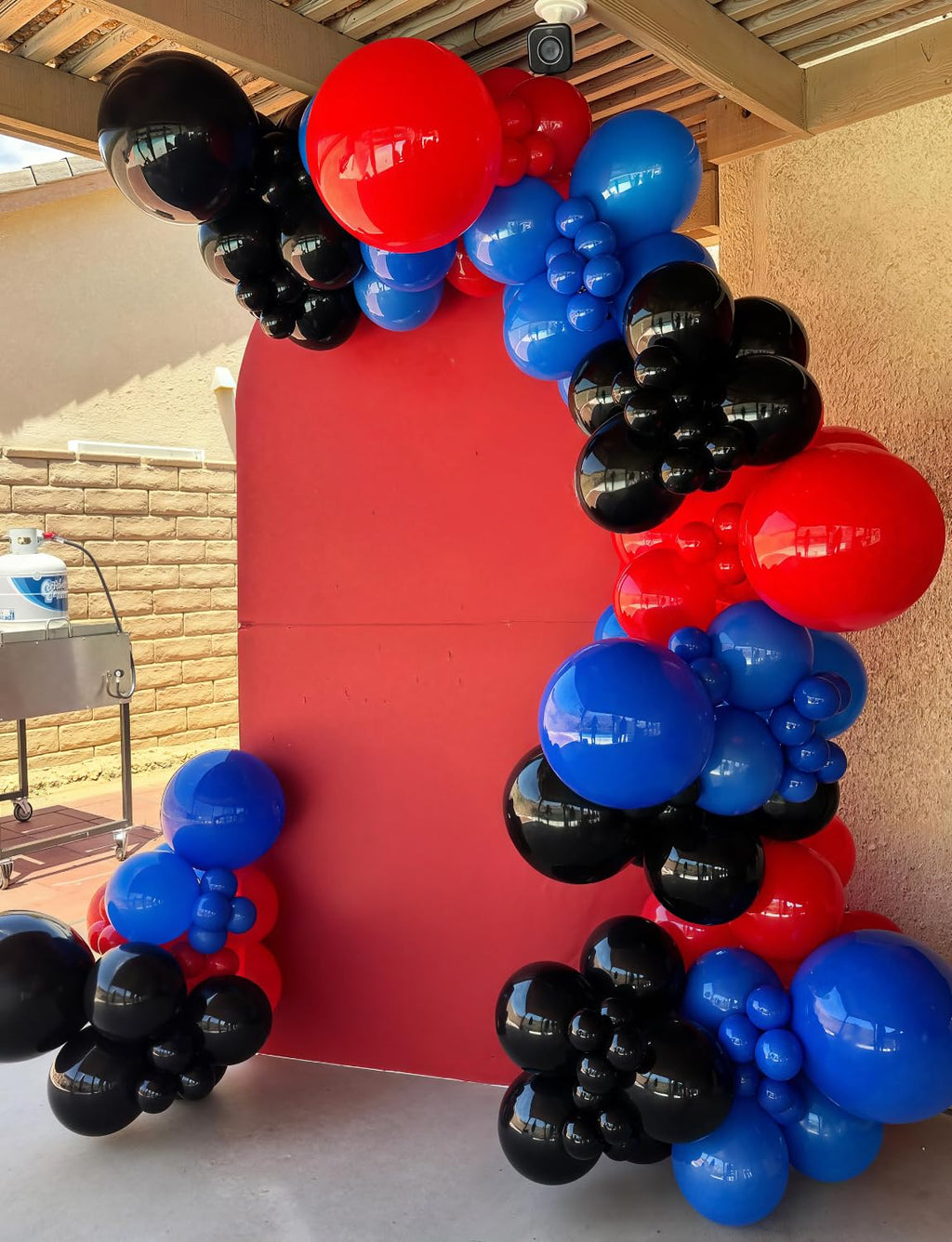 Black Red Blue Spider Theme Balloon Arch Kit – 106 Pieces with Starburst Foil Balloons for Hero-Themed Parties