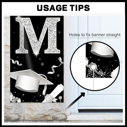Black & Silver Prom 2026 Door Banner – Outdoor Graduation Decor by tineit
