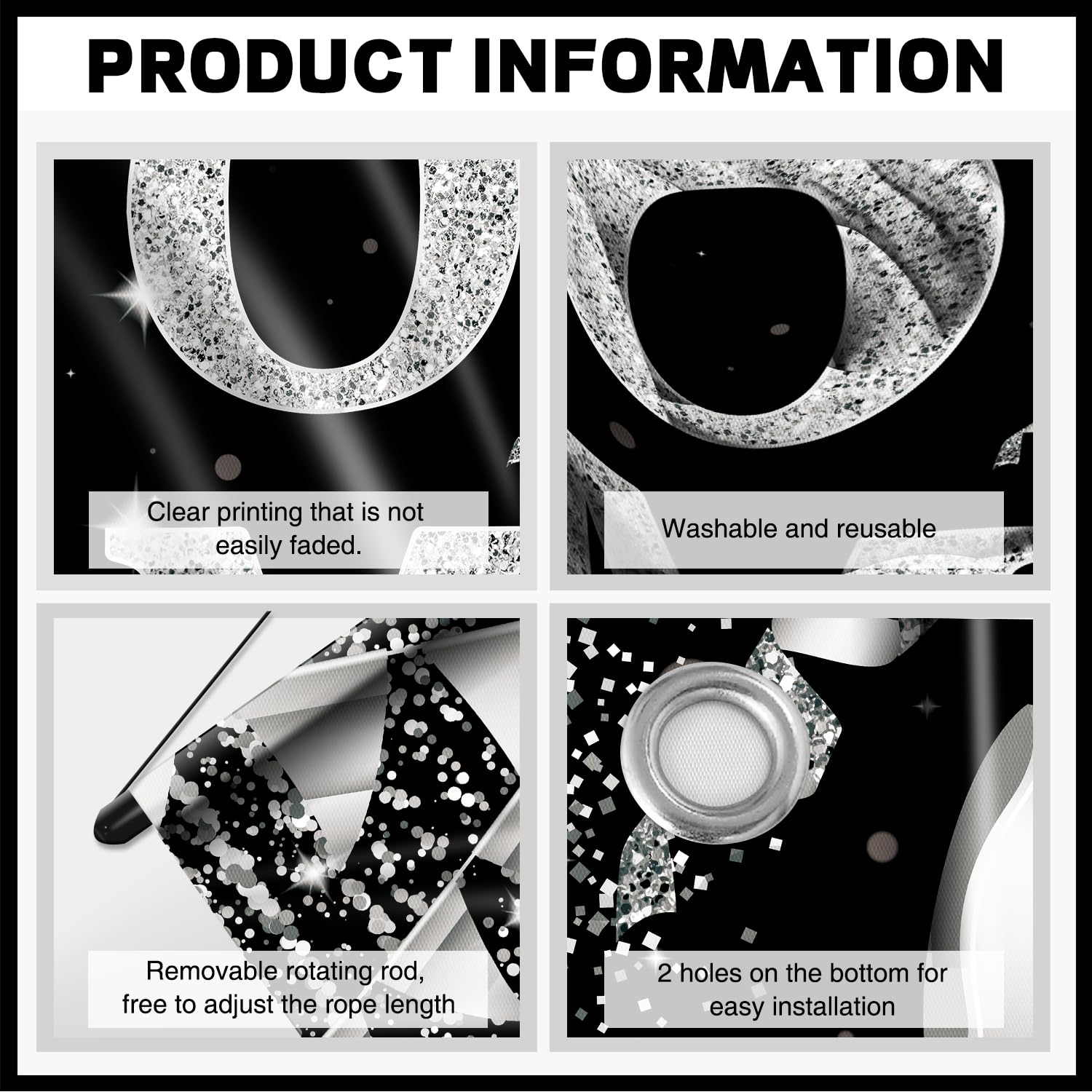 Black & Silver Prom 2026 Door Banner – Outdoor Graduation Decor by tineit