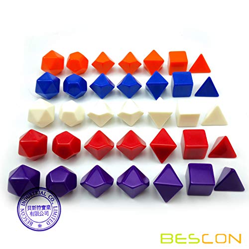 Blank Polyhedral Dice Set 35pcs – Solid Colors Acrylic Dice for DIY Printing and Engraving