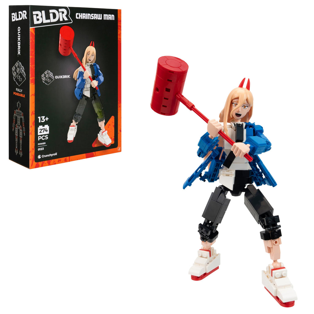 BLDR Chainsaw Man Power Building Set - 274-Piece Buildable Action Figure (10 Inches, 19 Points of Articulation)
