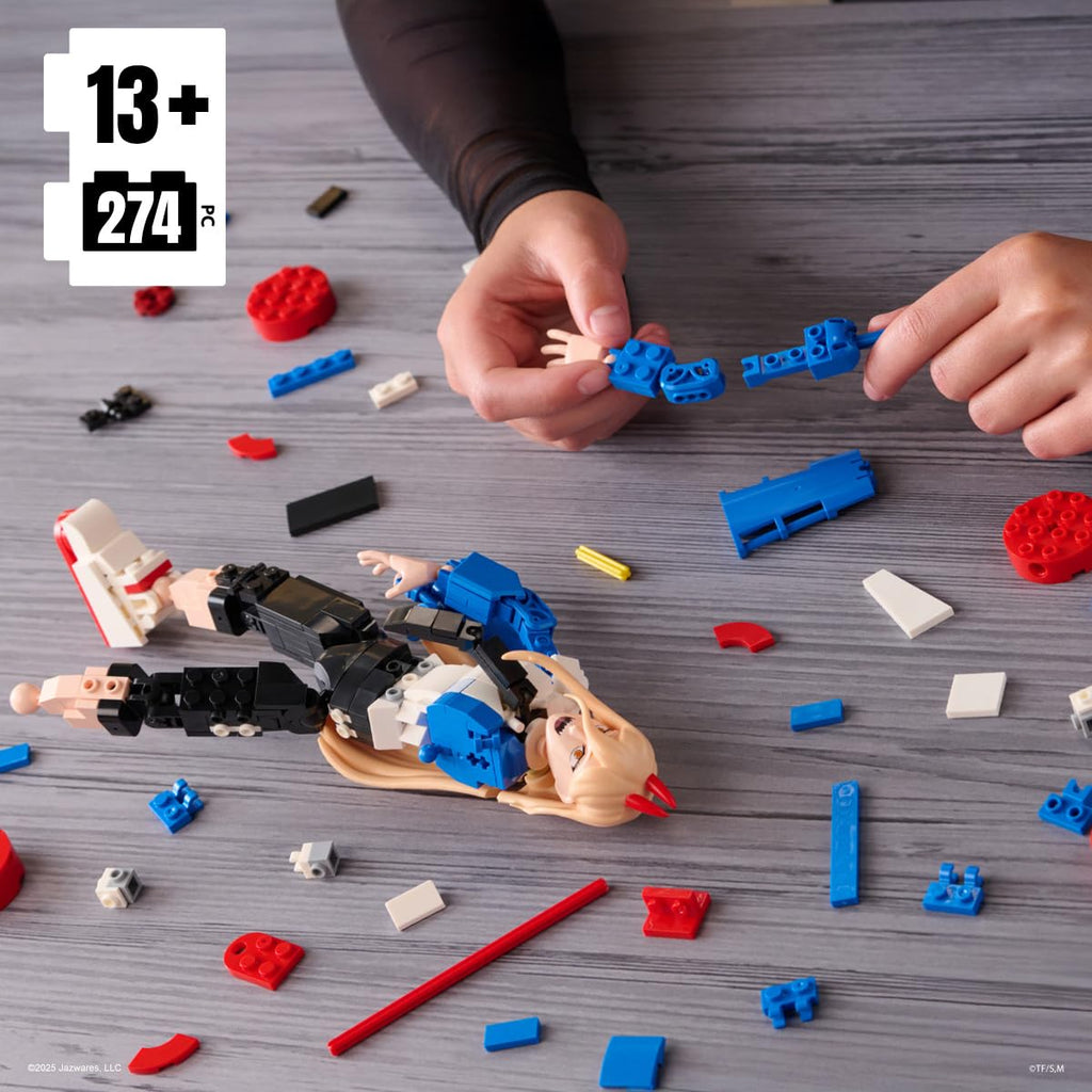 BLDR Chainsaw Man Power Building Set - 274-Piece Buildable Action Figure (10 Inches, 19 Points of Articulation)