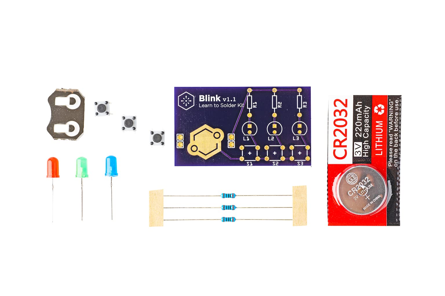 Blink LED Soldering Kit - DIY Electronics Project for Beginners with Interactive Push Buttons